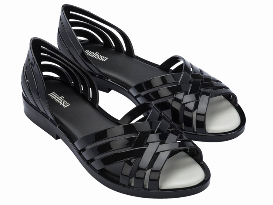Sandalias Melissa Flora Mujer - Negras - Argentina EZH-309268